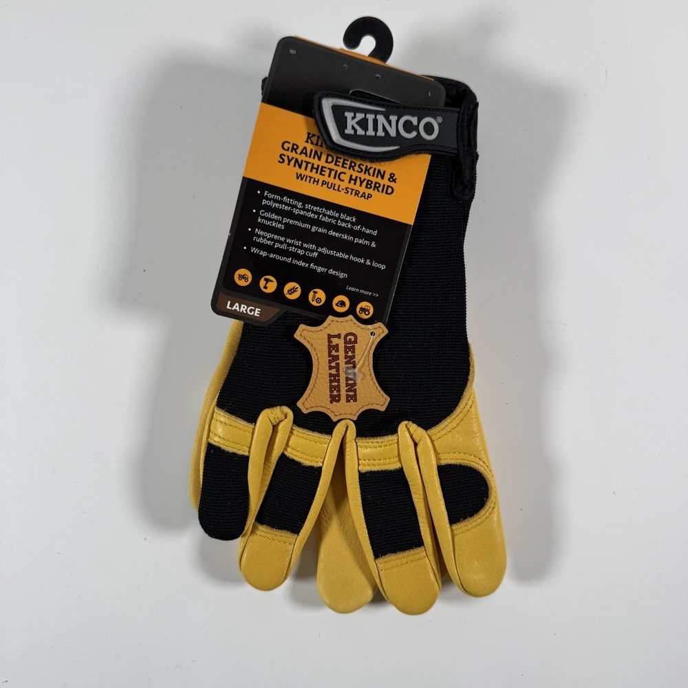 NWT KINCO KincoPro Premium Grain Deerskin Synthetic Hybrid with Pull-Strap Large